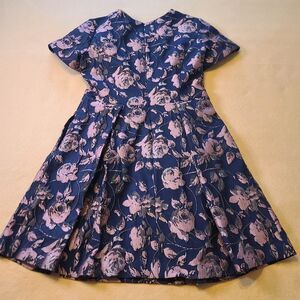 Vince Camuto Women's Floral Jacquard Fit-And-Flare Dress Size 12 Pink/Blue